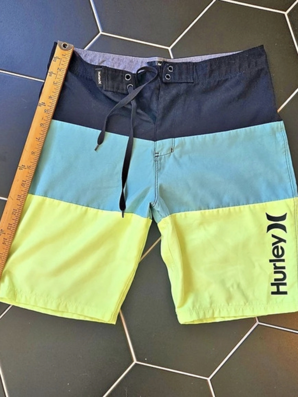 Hurley Phantom Naturals Sessions 16" Boardshorts Black & Blue Waist 16/28